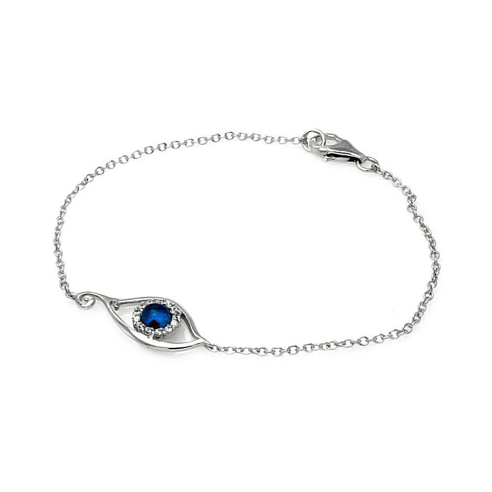 Silver 925 Rhodium Plated Open Evil Eye Bracelet - BGB00086 | Silver Palace Inc.