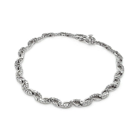 Silver 925 Multiple Stones Tennis CZ Pearl Bracelet - BGB00092 | Silver Palace Inc.