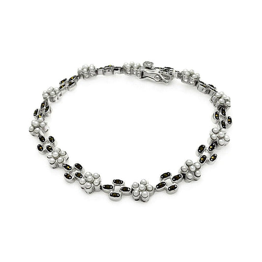 Silver 925 Marcasite Tennis CZ Bracelet - BGB00093 | Silver Palace Inc.