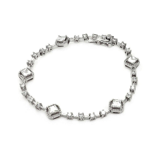 Silver 925 Rhodium Plated Multiple Tennis Clear CZ Bracelet - BGB00101 | Silver Palace Inc.