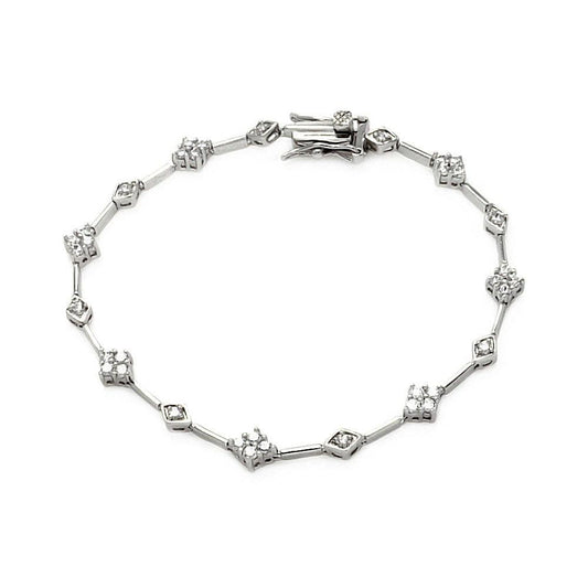 Silver 925 Rhodium Plated Clear Tennis CZ Bracelet - BGB00102 | Silver Palace Inc.