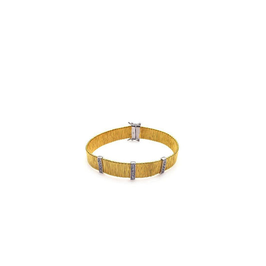 Closeout-Silver 925 Rhodium and Gold Plated Clear CZ Bracelet - STB00369 | Silver Palace Inc.