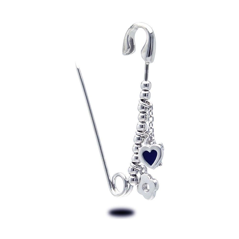 Silver 925 Rhodium Plated Beads and Heart Pin Pendant - STP01134 | Silver Palace Inc.