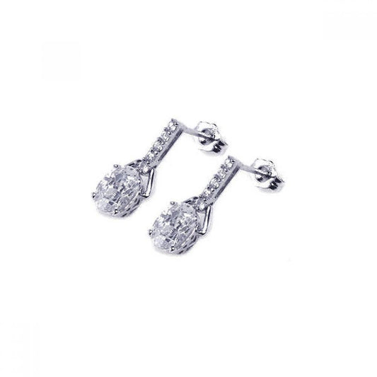 Silver 925 Rhodium Plated Micro Pave Clear CZ Dangling Earrings - ACE00002 | Silver Palace Inc.