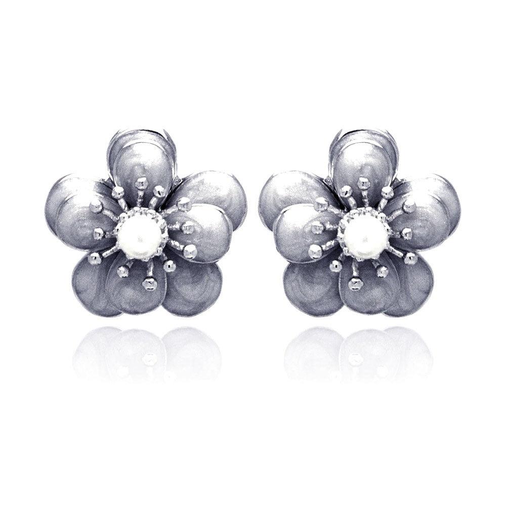 Closeout-Silver 925 Rhodium Plated Multiple Round Clear CZ Stud Earrings - BGE00183 | Silver Palace Inc.