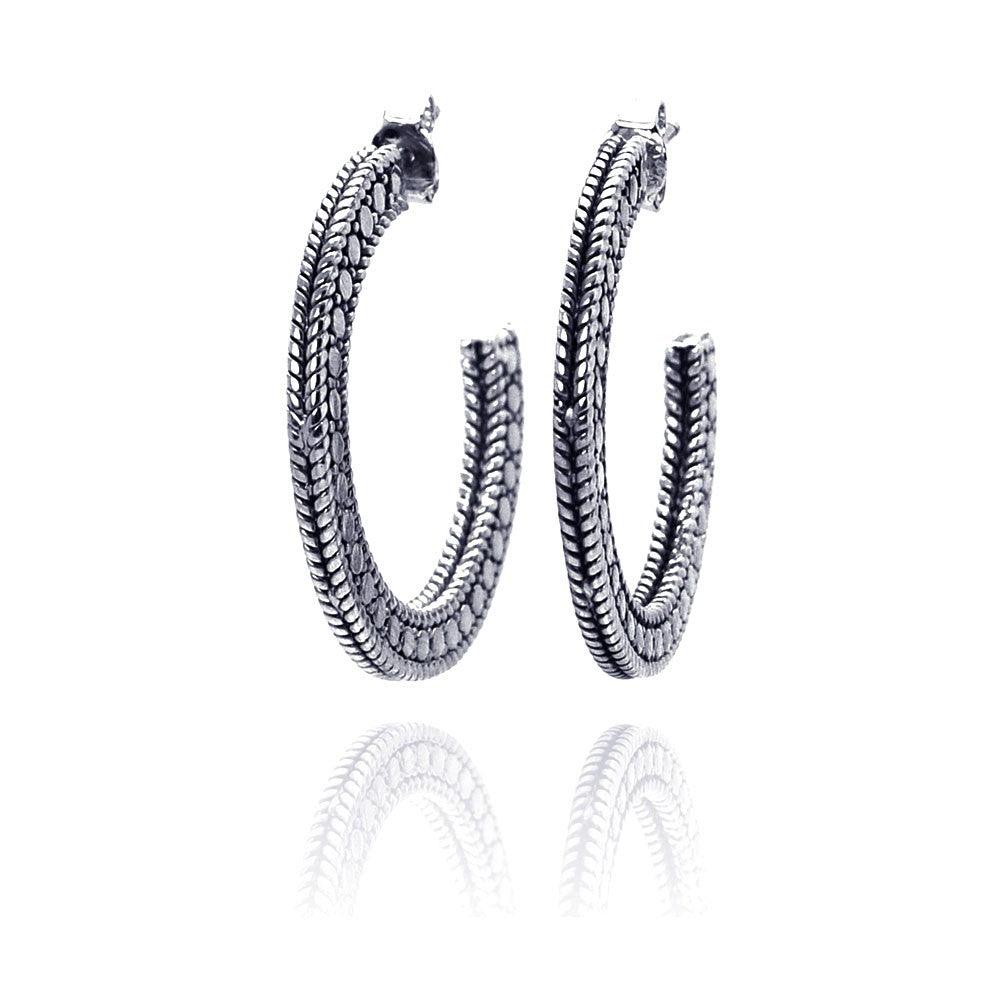 Closeout-Silver 925 Rhodium Plated Braided Stud Earrings - STE00413 | Silver Palace Inc.