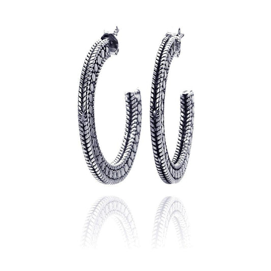 Closeout-Silver 925 Rhodium Plated Braided Stud Earrings - STE00413 | Silver Palace Inc.