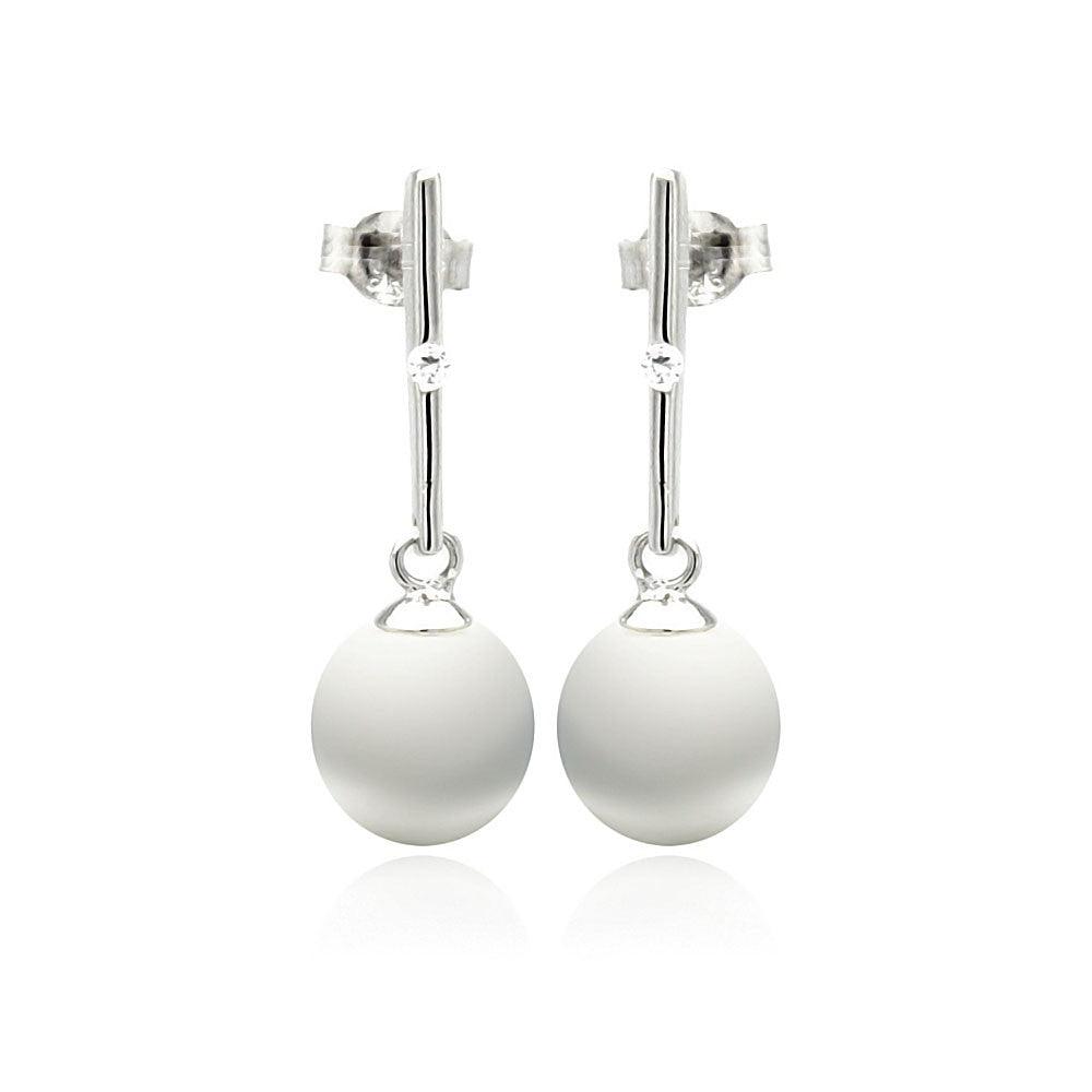 Silver 925 Rhodium Plated Fresh Water Pearl Dangling Stud Earrings - STE00881 | Silver Palace Inc.