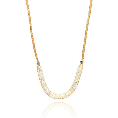 Closeout-Silver 925 Rose Gold Plated Mesh Necklace Filled with CZ - ITN00024RGP | Silver Palace Inc.