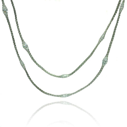 Silver 925 Rhodium Plated Mystical Chain Clear CZ Italian Necklace - ITN00051RH | Silver Palace Inc.