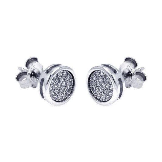 Silver 925 Rhodium Plated Micro Pave Clear Square CZ Stud Earrings - ACE00054 | Silver Palace Inc.