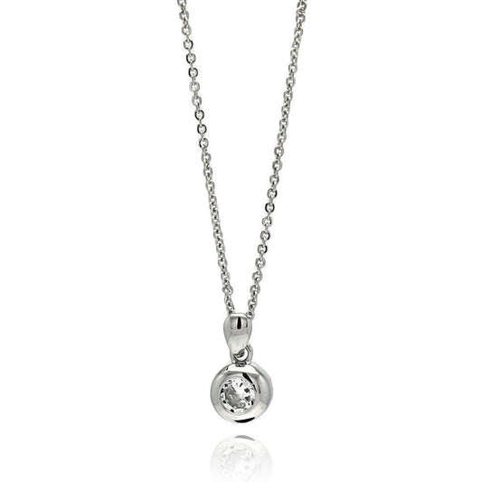Silver 925 Rhodium Plated Round CZ Necklace - BGP00561 | Silver Palace Inc.