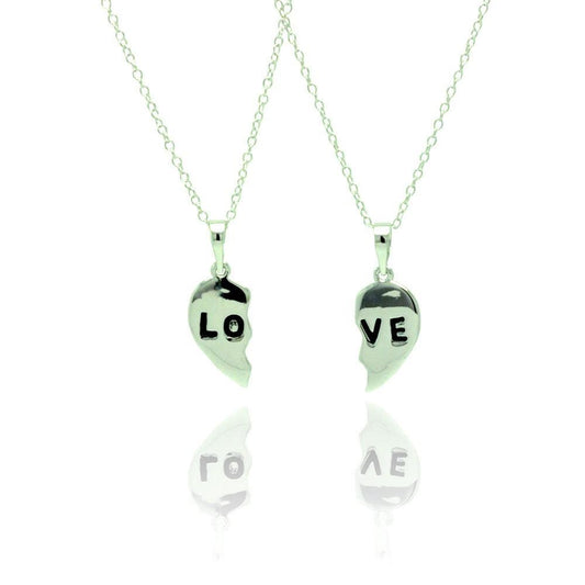Silver 925 Rhodium Plated Love Necklace - BGP00769 | Silver Palace Inc.