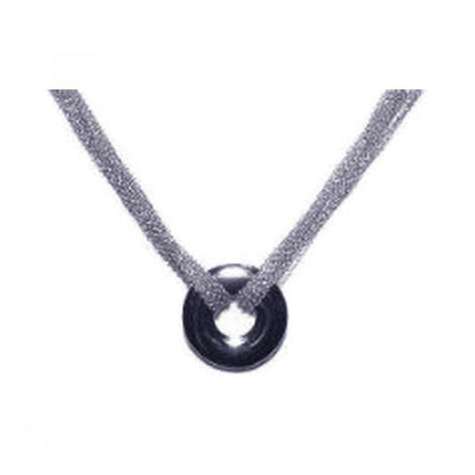 Closeout-Silver 925 Rhodium Plated Open Black Circle Necklace - DSN00001 | Silver Palace Inc.