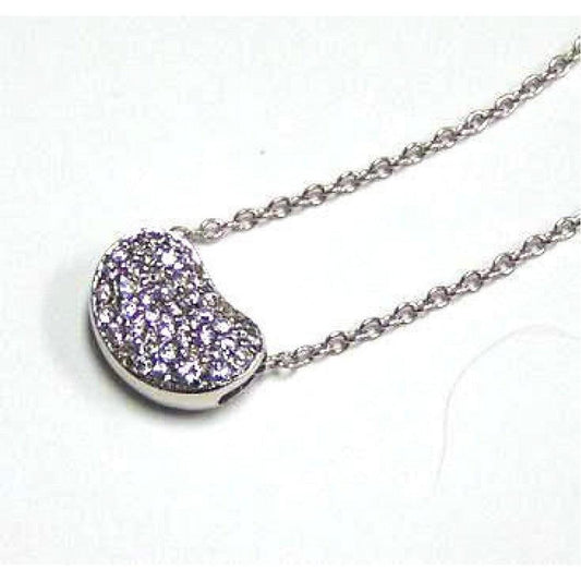 Closeout-Silver 925 Clear CZ Rhodium Plated Bag Pendant Necklace - STP00057 | Silver Palace Inc.