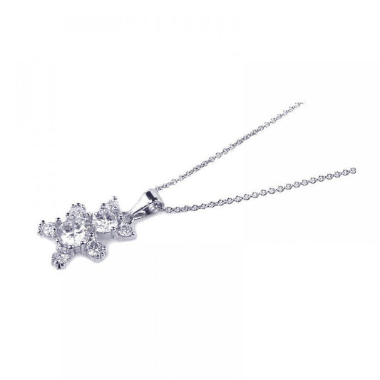Closeout-Silver 925 Rhodium Plated Clear CZ Bear Pendant Necklace - STP00691 | Silver Palace Inc.