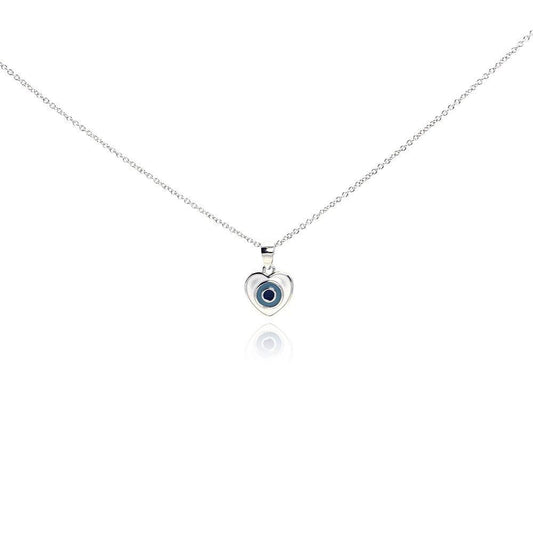 Silver 925 Rhodium Plated Clear CZ Heart Pendant Necklace - STP01011 | Silver Palace Inc.