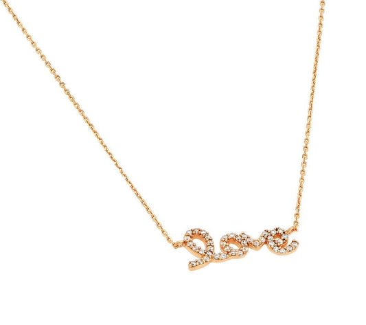 Silver 925 Rose Gold Plated Clear CZ Pendant Necklace - STP01383RGP | Silver Palace Inc.