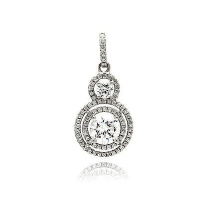 Silver 925 Rhodium Plated Multiple Graduated Circle Micro Pave CZ Dangling Pendant - ACP00075