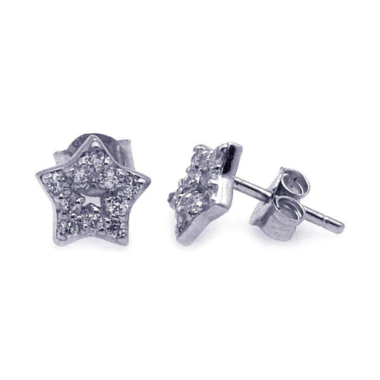 Silver 925 Rhodium Plated CZ Stud Earrings - STE00004 | Silver Palace Inc.