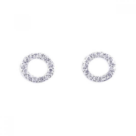 Silver 925 Rhodium Plated CZ Stud Earrings - STE00005 | Silver Palace Inc.