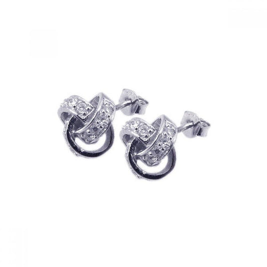 Silver 925 Rhodium Plated Multiple Round Circle Post Earrings - STE00520 | Silver Palace Inc.