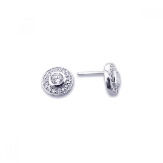 Silver 925 Rhodium Plated Round CZ Stud Earrings - STE00576CLR | Silver Palace Inc.