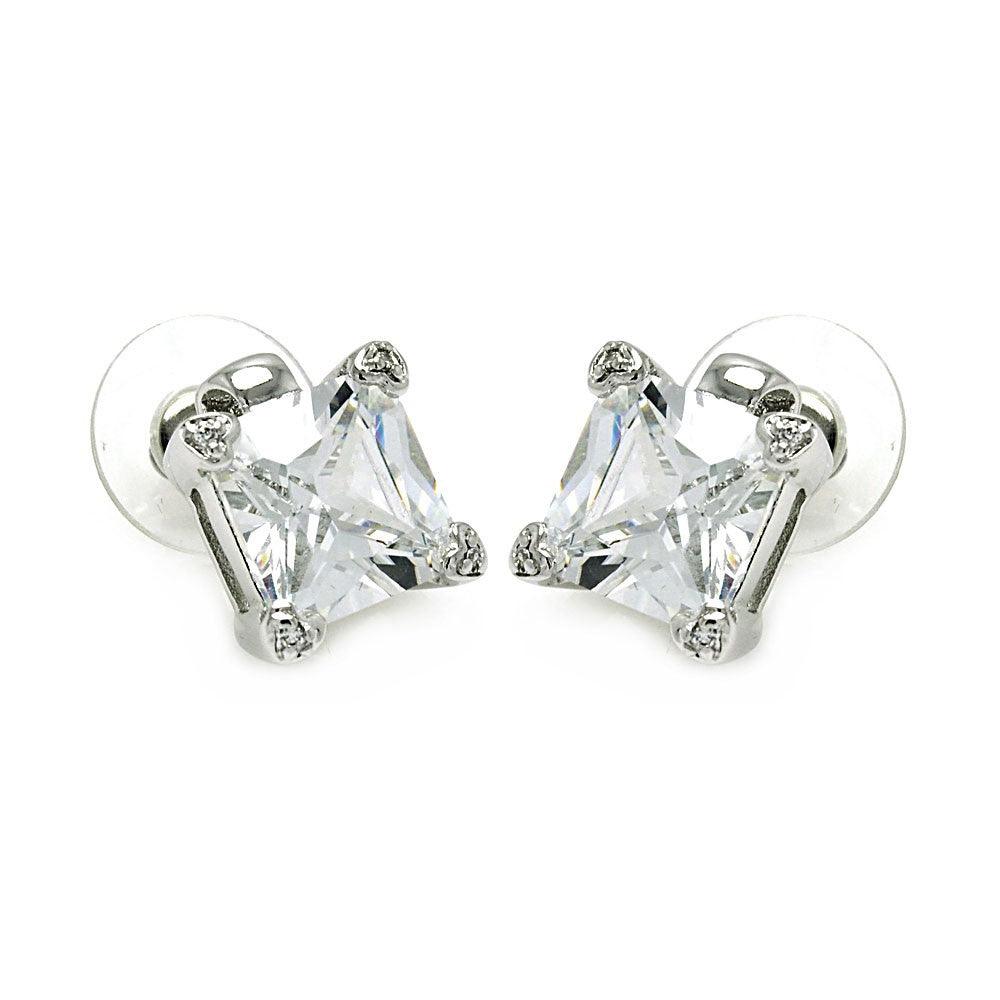 Silver 925 Rhodium Plated Square Clear CZ Stud Earrings - STE00634CL | Silver Palace Inc.