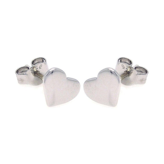 Silver 925 Rhodium Plated Heart Stud Earrings - STE00762 | Silver Palace Inc.