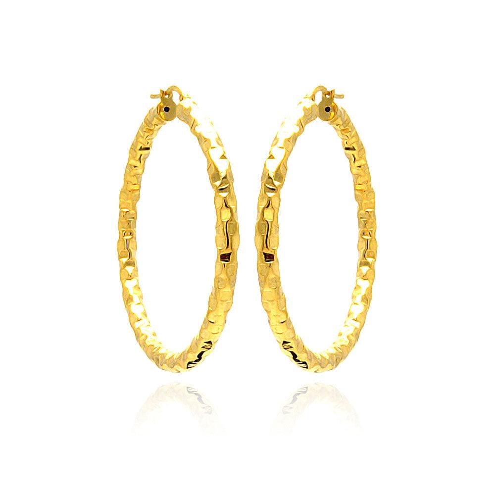 Closeout-Silver 925 Gold Plated Hoop Earrings - ITE00021GP | Silver Palace Inc.