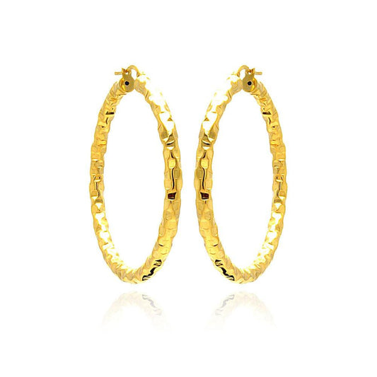 Closeout-Silver 925 Gold Plated Hoop Earrings - ITE00021GP | Silver Palace Inc.