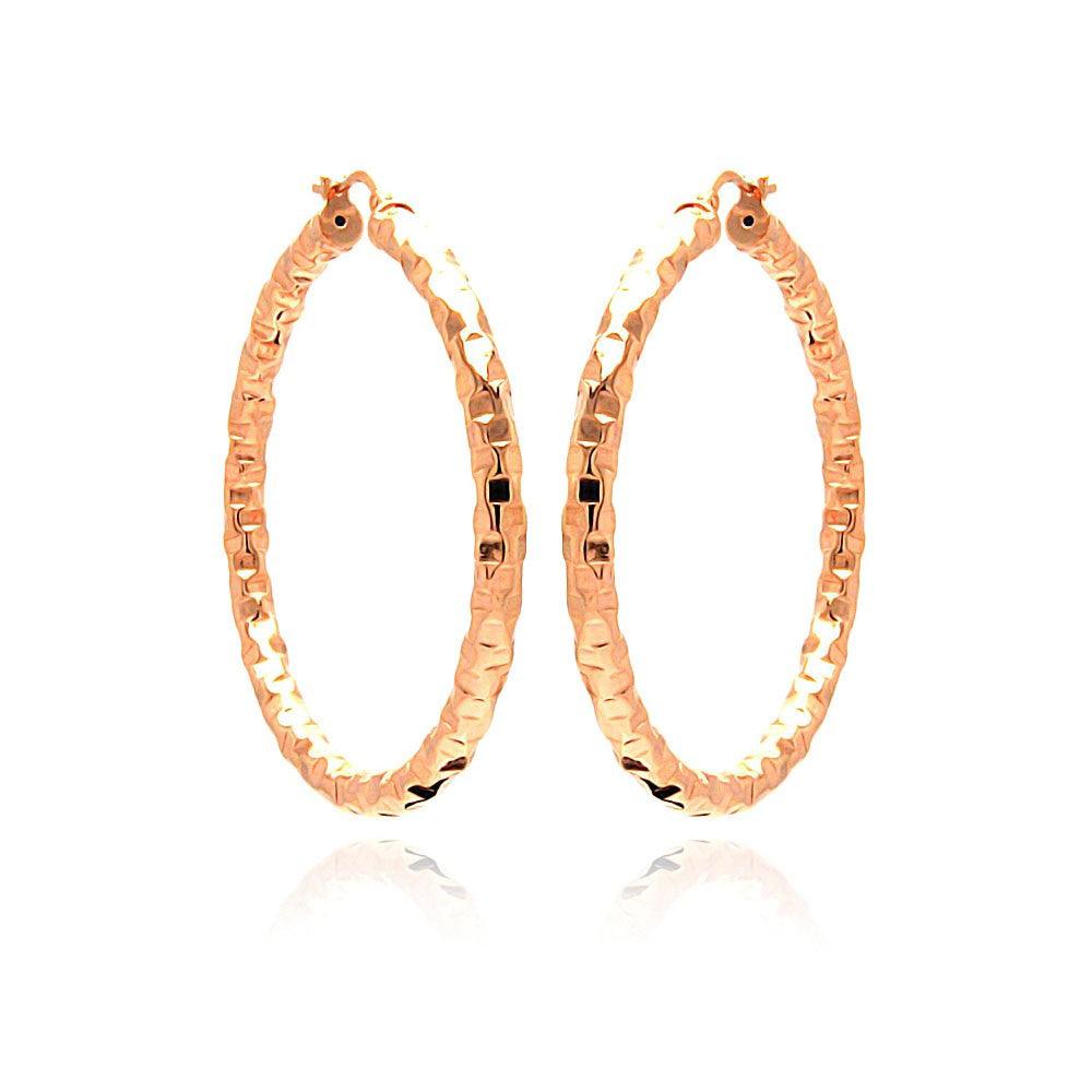 Closeout-Silver 925 Rose Gold Plated Hoop Earrings - ITE00021RGP | Silver Palace Inc.