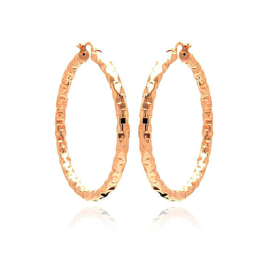 Closeout-Silver 925 Rose Gold Plated Hoop Earrings - ITE00021RGP | Silver Palace Inc.