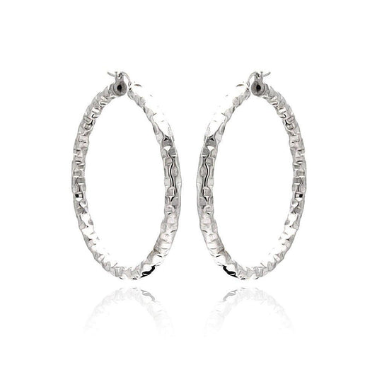 Closeout-Silver 925 Rhodium Plated Hoop Earrings - ITE00021RH | Silver Palace Inc.