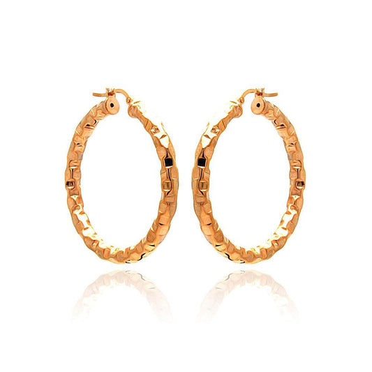 Closeout-Silver 925 Rose Gold Plated Oval Hoop Earrings - ITE00023RGP | Silver Palace Inc.