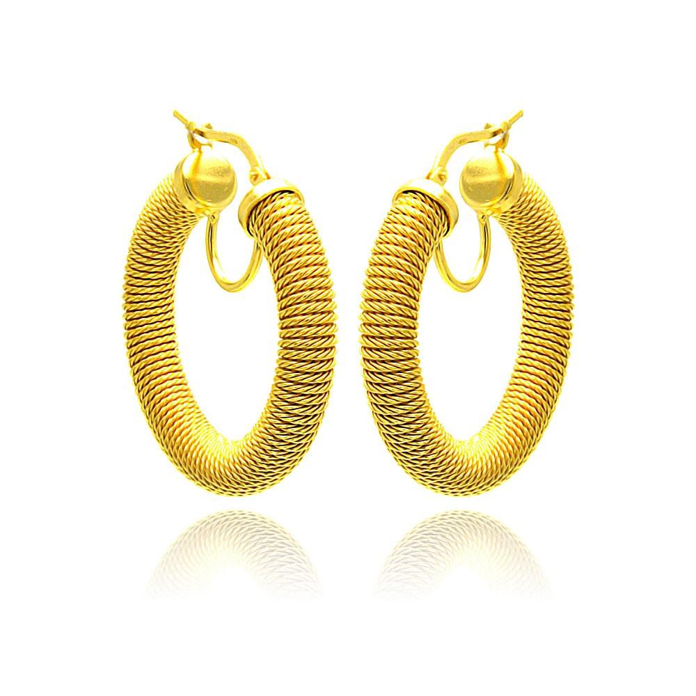 Closeout-Silver 925 Gold Plated Italian Hoop Earrings - ITE00030GP | Silver Palace Inc.