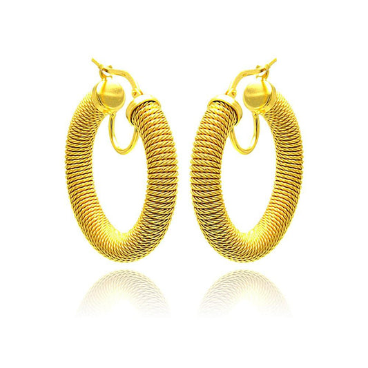 Closeout-Silver 925 Gold Plated Italian Hoop Earrings - ITE00030GP | Silver Palace Inc.