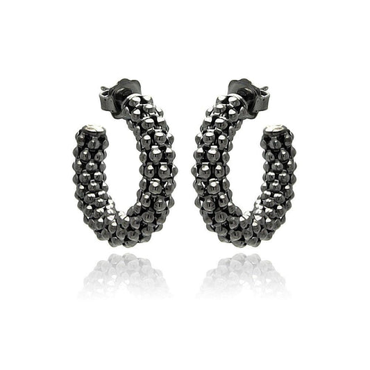 Closeout-Silver 925 Black Rhodium Plated Italian Crescent Stud Earrings - ITE00032BLK | Silver Palace Inc.