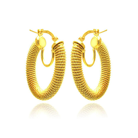 Closeout-Silver 925 Gold Plated Hoop Earrings - ITE00043GP | Silver Palace Inc.