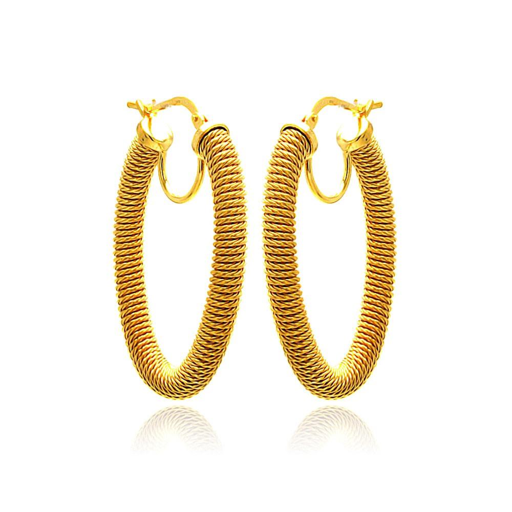 Closeout-Silver 925 Gold Plated Hoop Earrings - ITE00044GP | Silver Palace Inc.