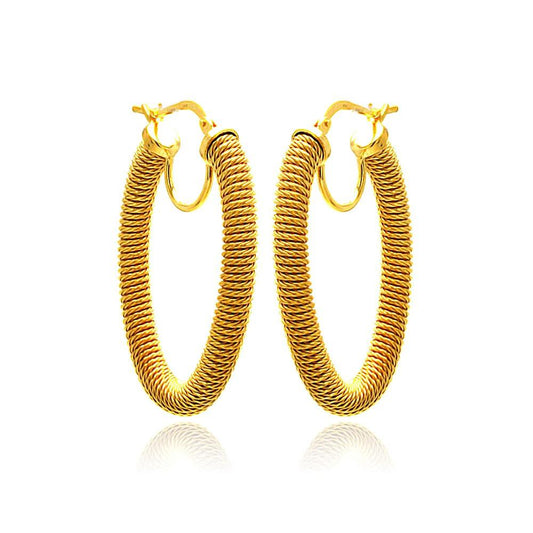 Closeout-Silver 925 Gold Plated Hoop Earrings - ITE00044GP | Silver Palace Inc.