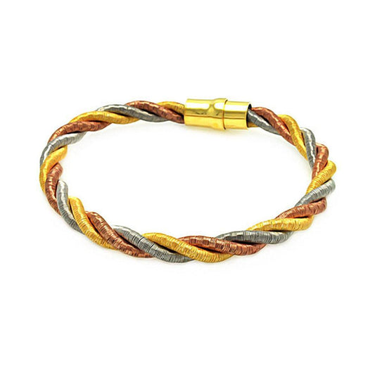 Closeout-Silver 925 Multi Tone Twist Rope Italian Bracelet - ITB00008TRI | Silver Palace Inc.