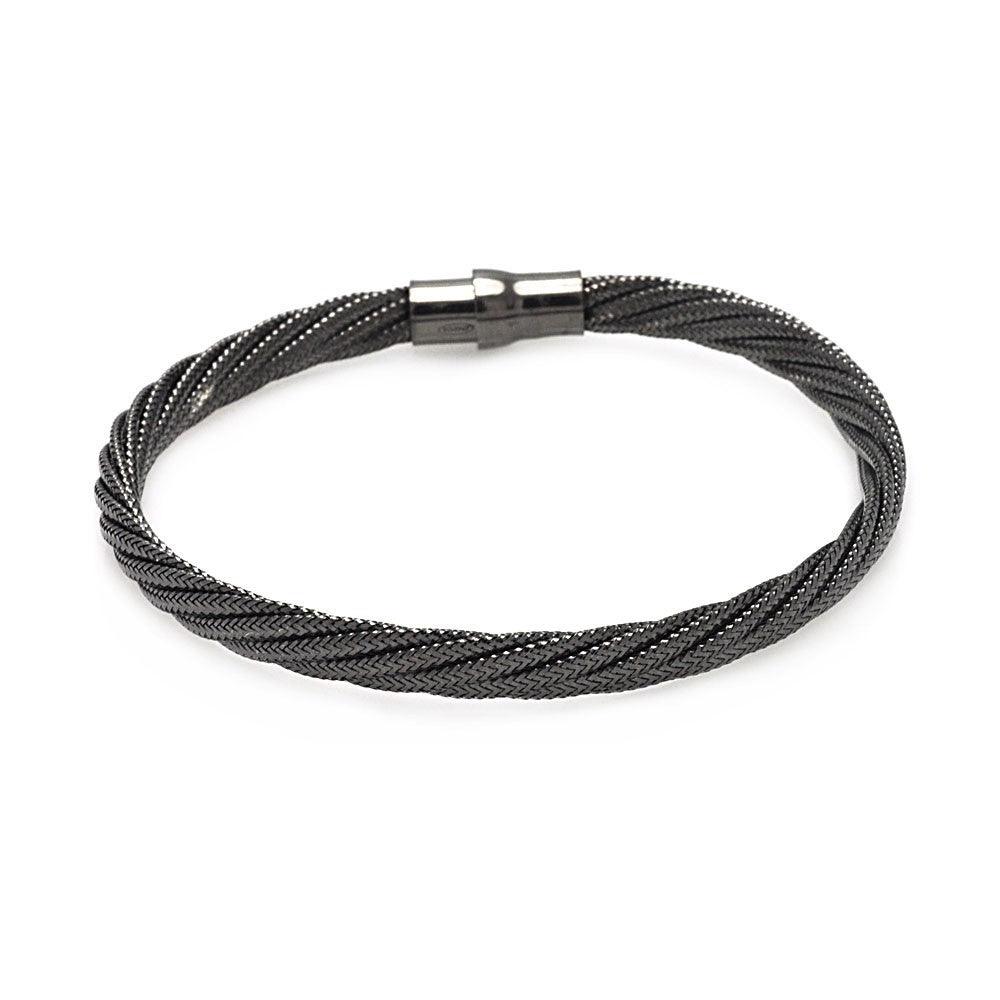 Closeout-Silver 925 Black Rhodium Plated Twist Italian Bracelet - ITB00009BLK | Silver Palace Inc.