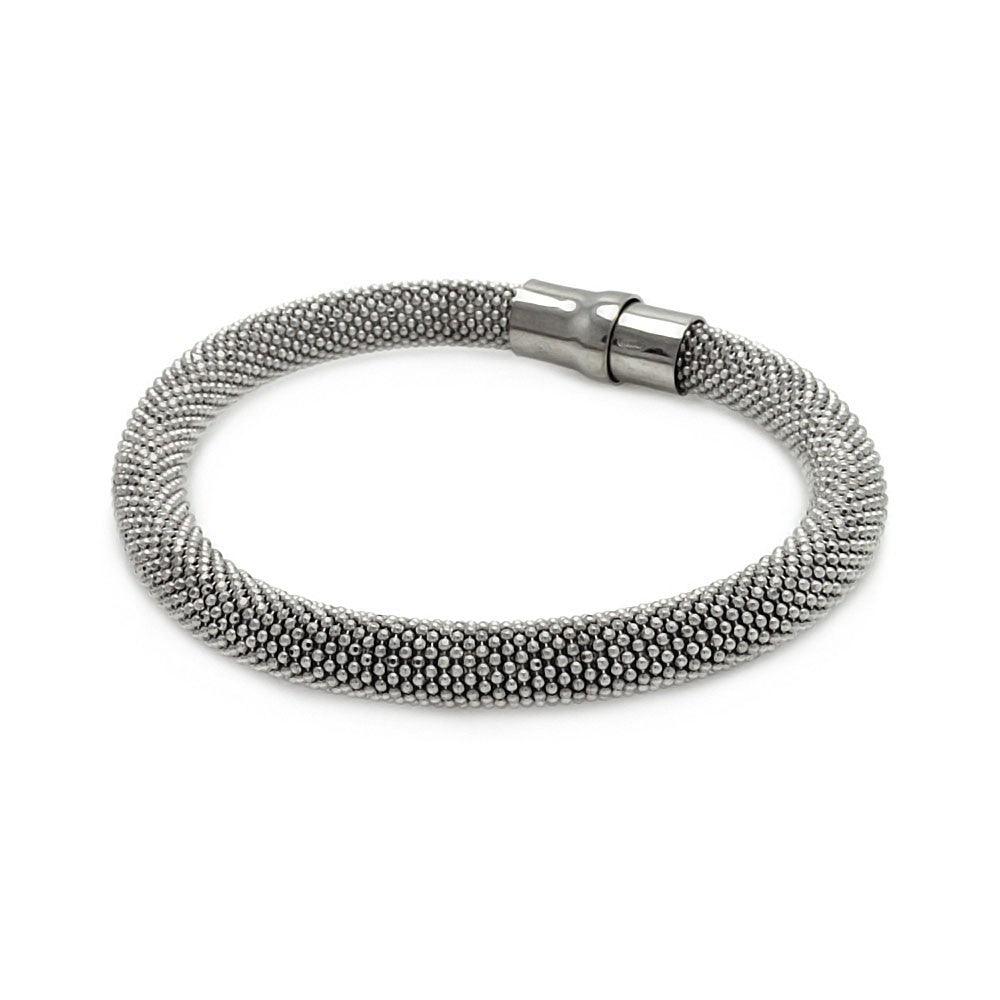 Closeout-Silver 925 Rhodium Plated Large Beaded Italian Bracelet - ITB00010RH | Silver Palace Inc.