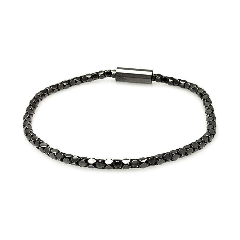 Closeout-Silver 925 Rhodium Plated Skinny Multi Circle Italian Bracelet - ITB00015BLK | Silver Palace Inc.