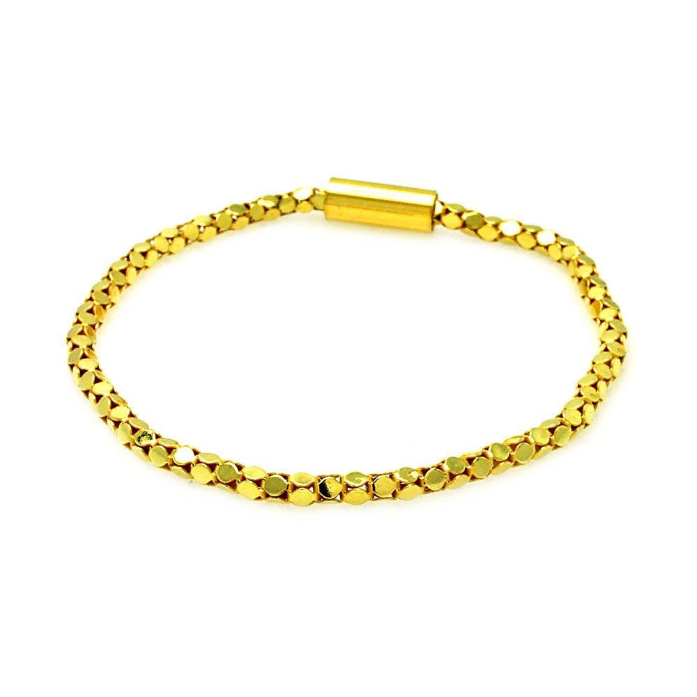 Closeout-Silver 925 Gold Plated Skinny Multi Circle Italian Bracelet - ITB00015GP | Silver Palace Inc.