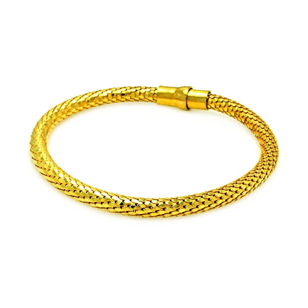 Closeout-Silver 925 Gold Plated Skinny Snake Skin Italian Bracelet - ITB00017GP | Silver Palace Inc.