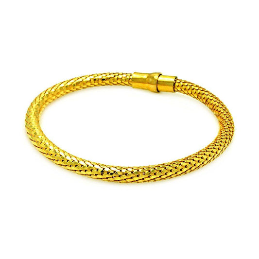 Closeout-Silver 925 Gold Plated Skinny Snake Skin Italian Bracelet - ITB00017GP | Silver Palace Inc.