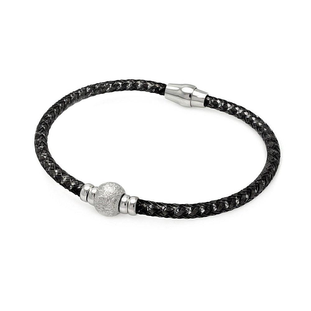 Closeout-Silver 925 Black Rhodium Plated Sterling Silver Bead Italian Bracelet - ITB00027BLK | Silver Palace Inc.