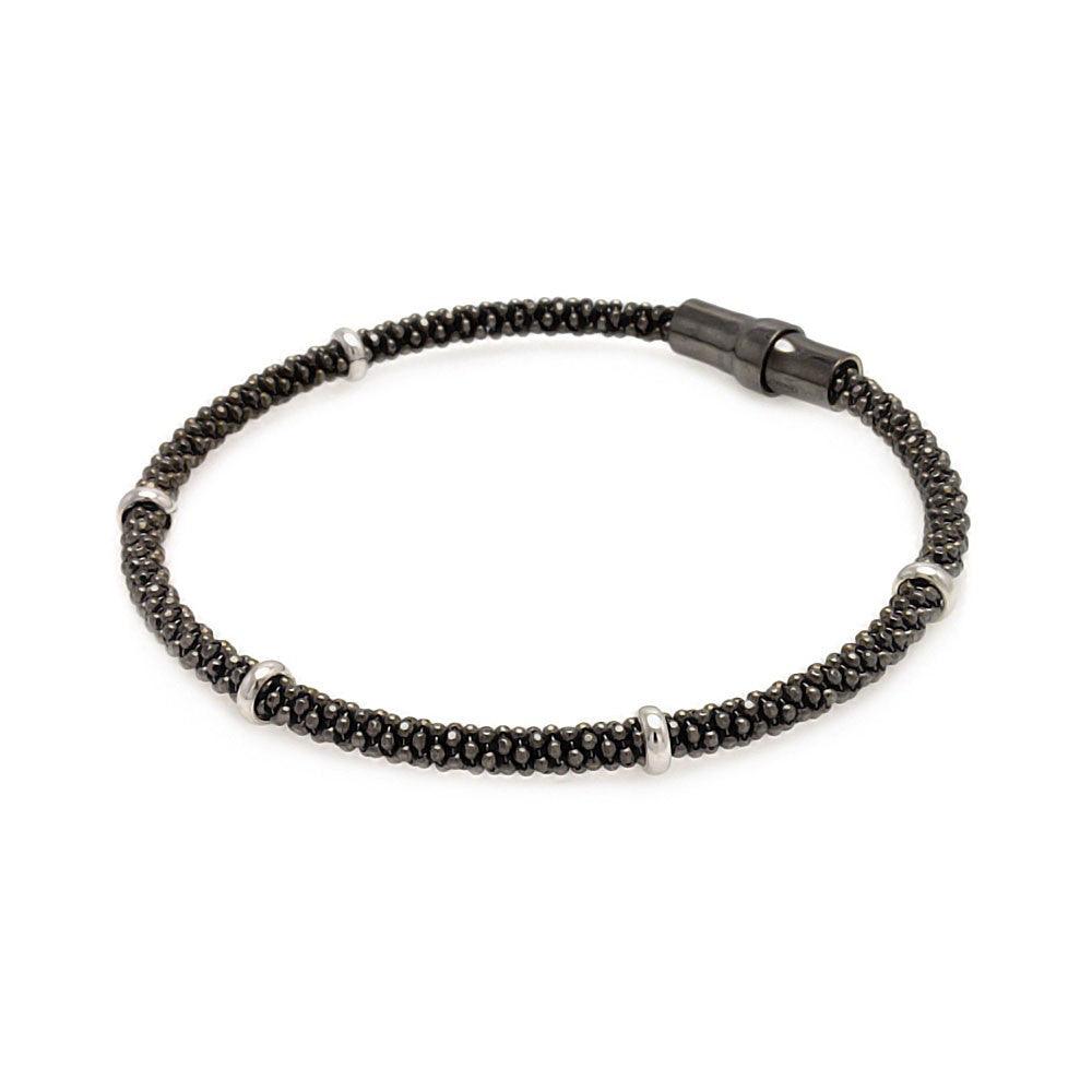 Closeout-Silver 925 Black Rhodium Plated Skinny Italian Bracelet - ITB00036BLK | Silver Palace Inc.